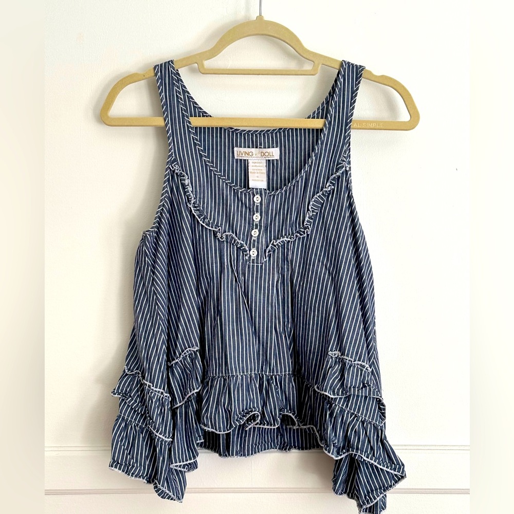 100% cotton pinstripe tank - size small
